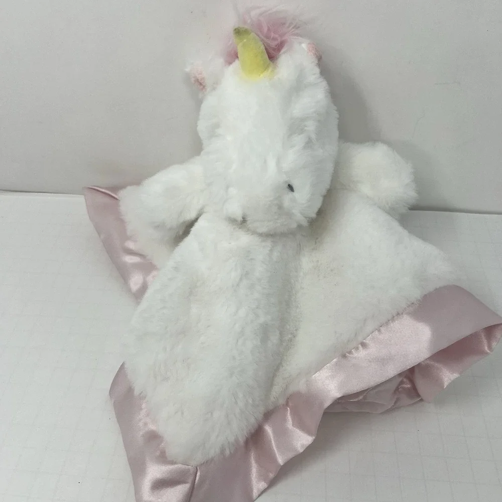 Cloud Island Unicorn Lovey 13 Inch White Pink Satin Trim Security Blanket